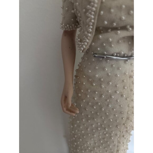 Princess Diana Porcelain Doll In Pearl Embellished Evening Gown W/ Tiara & Stand - Picture 4 of 16